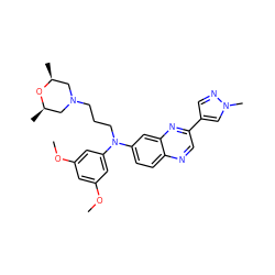 COc1cc(OC)cc(N(CCCN2C[C@H](C)O[C@H](C)C2)c2ccc3ncc(-c4cnn(C)c4)nc3c2)c1 ZINC000219343950