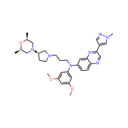 COc1cc(OC)cc(N(CCCN2CC[C@@H](N3C[C@H](C)O[C@H](C)C3)C2)c2ccc3ncc(-c4cnn(C)c4)nc3c2)c1 ZINC000219348470