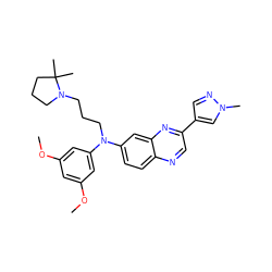 COc1cc(OC)cc(N(CCCN2CCCC2(C)C)c2ccc3ncc(-c4cnn(C)c4)nc3c2)c1 ZINC000204149851