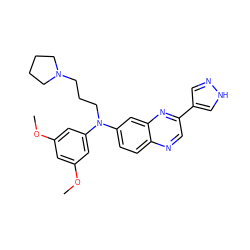 COc1cc(OC)cc(N(CCCN2CCCC2)c2ccc3ncc(-c4cn[nH]c4)nc3c2)c1 ZINC000204151459