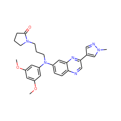 COc1cc(OC)cc(N(CCCN2CCCC2=O)c2ccc3ncc(-c4cnn(C)c4)nc3c2)c1 ZINC000139542953