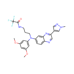 COc1cc(OC)cc(N(CCCNC(=O)C(F)(F)F)c2ccc3ncc(-c4cnn(C)c4)nc3c2)c1 ZINC000222880271