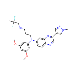 COc1cc(OC)cc(N(CCCNCC(C)(F)F)c2ccc3ncc(-c4cnn(C)c4)nc3c2)c1 ZINC000204160397