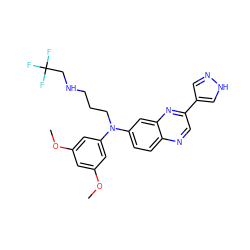 COc1cc(OC)cc(N(CCCNCC(F)(F)F)c2ccc3ncc(-c4cn[nH]c4)nc3c2)c1 ZINC000204145703