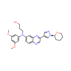 COc1cc(OC)cc(N(CCCO)c2ccc3ncc(-c4cnn([C@@H]5CCCCO5)c4)nc3c2)c1 ZINC000204144305