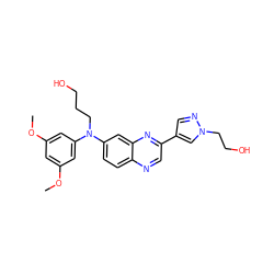 COc1cc(OC)cc(N(CCCO)c2ccc3ncc(-c4cnn(CCO)c4)nc3c2)c1 ZINC000204171388