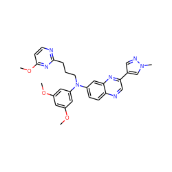 COc1cc(OC)cc(N(CCCc2nccc(OC)n2)c2ccc3ncc(-c4cnn(C)c4)nc3c2)c1 ZINC000219371034