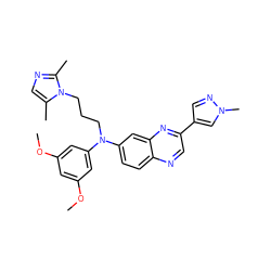 COc1cc(OC)cc(N(CCCn2c(C)cnc2C)c2ccc3ncc(-c4cnn(C)c4)nc3c2)c1 ZINC000219342384
