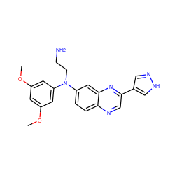 COc1cc(OC)cc(N(CCN)c2ccc3ncc(-c4cn[nH]c4)nc3c2)c1 ZINC000204168037