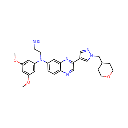 COc1cc(OC)cc(N(CCN)c2ccc3ncc(-c4cnn(CC5CCOCC5)c4)nc3c2)c1 ZINC000204168444