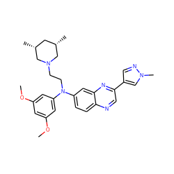 COc1cc(OC)cc(N(CCN2C[C@@H](C)C[C@@H](C)C2)c2ccc3ncc(-c4cnn(C)c4)nc3c2)c1 ZINC000204151119