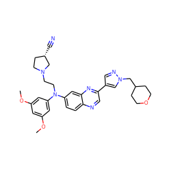 COc1cc(OC)cc(N(CCN2CC[C@H](C#N)C2)c2ccc3ncc(-c4cnn(CC5CCOCC5)c4)nc3c2)c1 ZINC000072317998