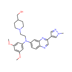 COc1cc(OC)cc(N(CCN2CCC(CO)CC2)c2ccc3ncc(-c4cnn(C)c4)nc3c2)c1 ZINC000204171883