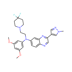 COc1cc(OC)cc(N(CCN2CCC(F)(F)CC2)c2ccc3ncc(-c4cnn(C)c4)nc3c2)c1 ZINC000204159387
