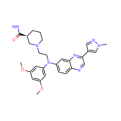COc1cc(OC)cc(N(CCN2CCC[C@H](C(N)=O)C2)c2ccc3ncc(-c4cnn(C)c4)nc3c2)c1 ZINC000204148487