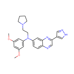 COc1cc(OC)cc(N(CCN2CCCC2)c2ccc3ncc(-c4cn[nH]c4)nc3c2)c1 ZINC000204145682