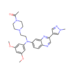 COc1cc(OC)cc(N(CCN2CCN(C(C)=O)CC2)c2ccc3ncc(-c4cnn(C)c4)nc3c2)c1 ZINC000139662260
