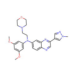 COc1cc(OC)cc(N(CCN2CCOCC2)c2ccc3ncc(-c4cnn(C)c4)nc3c2)c1 ZINC000199823106