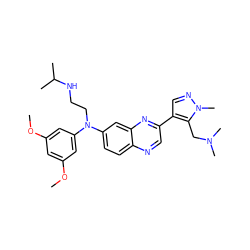 COc1cc(OC)cc(N(CCNC(C)C)c2ccc3ncc(-c4cnn(C)c4CN(C)C)nc3c2)c1 ZINC000204168307