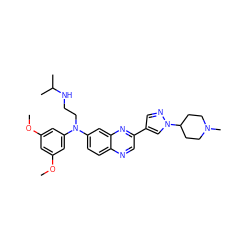 COc1cc(OC)cc(N(CCNC(C)C)c2ccc3ncc(-c4cnn(C5CCN(C)CC5)c4)nc3c2)c1 ZINC000204152179