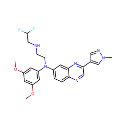 COc1cc(OC)cc(N(CCNCC(F)F)c2ccc3ncc(-c4cnn(C)c4)nc3c2)c1 ZINC000222885489