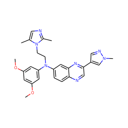 COc1cc(OC)cc(N(CCn2c(C)cnc2C)c2ccc3ncc(-c4cnn(C)c4)nc3c2)c1 ZINC000204149911