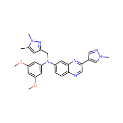 COc1cc(OC)cc(N(Cc2cc(C)n(C)n2)c2ccc3ncc(-c4cnn(C)c4)nc3c2)c1 ZINC000219351950