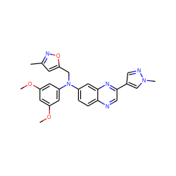 COc1cc(OC)cc(N(Cc2cc(C)no2)c2ccc3ncc(-c4cnn(C)c4)nc3c2)c1 ZINC000204167389