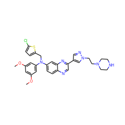 COc1cc(OC)cc(N(Cc2ccc(Cl)s2)c2ccc3ncc(-c4cnn(CCN5CCNCC5)c4)nc3c2)c1 ZINC000219369376