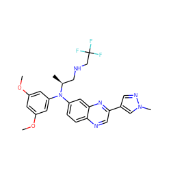 COc1cc(OC)cc(N(c2ccc3ncc(-c4cnn(C)c4)nc3c2)[C@@H](C)CNCC(F)(F)F)c1 ZINC000204151015