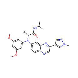 COc1cc(OC)cc(N(c2ccc3ncc(-c4cnn(C)c4)nc3c2)[C@H](C)C(=O)NC(C)C)c1 ZINC000204171562