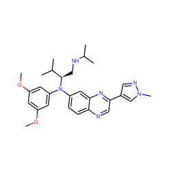 COc1cc(OC)cc(N(c2ccc3ncc(-c4cnn(C)c4)nc3c2)[C@H](CNC(C)C)C(C)C)c1 ZINC000204145605