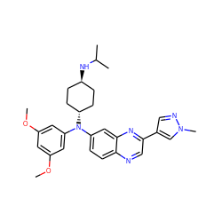 COc1cc(OC)cc(N(c2ccc3ncc(-c4cnn(C)c4)nc3c2)[C@H]2CC[C@H](NC(C)C)CC2)c1 ZINC001772646576