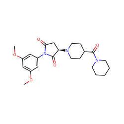 COc1cc(OC)cc(N2C(=O)C[C@@H](N3CCC(C(=O)N4CCCCC4)CC3)C2=O)c1 ZINC000004698506