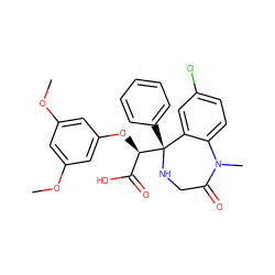 COc1cc(OC)cc(O[C@H](C(=O)O)[C@@]2(c3ccccc3)NCC(=O)N(C)c3ccc(Cl)cc32)c1 ZINC000013561018