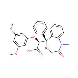 COc1cc(OC)cc(O[C@H](C(=O)O)[C@@]2(c3ccccc3)NCC(=O)N(C)c3ccccc32)c1 ZINC000013561017