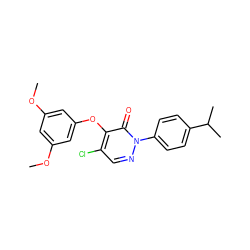 COc1cc(OC)cc(Oc2c(Cl)cnn(-c3ccc(C(C)C)cc3)c2=O)c1 ZINC000066123687