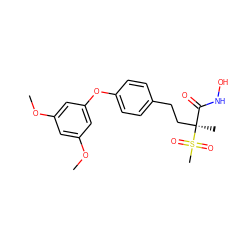 COc1cc(OC)cc(Oc2ccc(CC[C@@](C)(C(=O)NO)S(C)(=O)=O)cc2)c1 ZINC000169686452