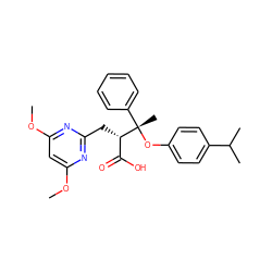 COc1cc(OC)nc(C[C@@H](C(=O)O)[C@@](C)(Oc2ccc(C(C)C)cc2)c2ccccc2)n1 ZINC000028757378