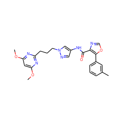 COc1cc(OC)nc(CCCn2cc(NC(=O)c3ncoc3-c3cccc(C)c3)cn2)n1 ZINC000201588833