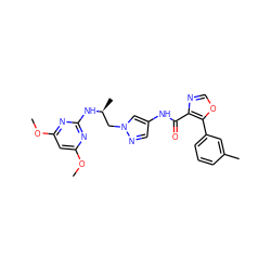 COc1cc(OC)nc(N[C@@H](C)Cn2cc(NC(=O)c3ncoc3-c3cccc(C)c3)cn2)n1 ZINC000201556162