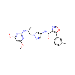 COc1cc(OC)nc(N[C@H](C)Cn2cc(NC(=O)c3ncoc3-c3cccc(C)c3)cn2)n1 ZINC000201555980