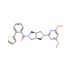 COc1cc(OC)nc(N2C[C@H]3CN(C(=O)c4ccccc4-c4cccs4)C[C@H]3C2)n1 ZINC000116825628