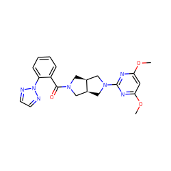 COc1cc(OC)nc(N2C[C@H]3CN(C(=O)c4ccccc4-n4nccn4)C[C@H]3C2)n1 ZINC000116827968