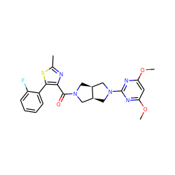 COc1cc(OC)nc(N2C[C@H]3CN(C(=O)c4nc(C)sc4-c4ccccc4F)C[C@H]3C2)n1 ZINC000116827857