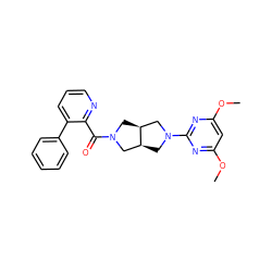 COc1cc(OC)nc(N2C[C@H]3CN(C(=O)c4ncccc4-c4ccccc4)C[C@H]3C2)n1 ZINC000167079427