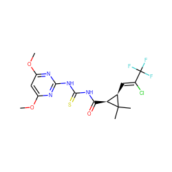 COc1cc(OC)nc(NC(=S)NC(=O)[C@H]2[C@@H](/C=C(\Cl)C(F)(F)F)C2(C)C)n1 ZINC000040859848