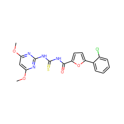 COc1cc(OC)nc(NC(=S)NC(=O)c2ccc(-c3ccccc3Cl)o2)n1 ZINC000028566167