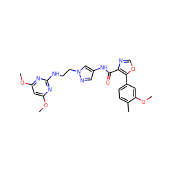 COc1cc(OC)nc(NCCn2cc(NC(=O)c3ncoc3-c3ccc(C)c(OC)c3)cn2)n1 ZINC000201564995