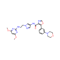 COc1cc(OC)nc(NCCn2cc(NC(=O)c3ncoc3-c3cccc(N4CCOCC4)c3)cn2)n1 ZINC001772577502